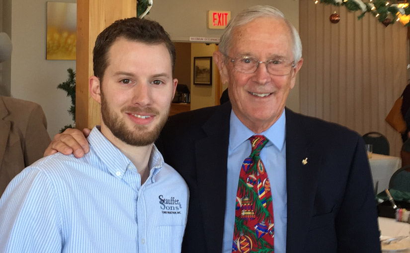 Ron Stauffer posing for a photo with Astronaut Charlie Duke